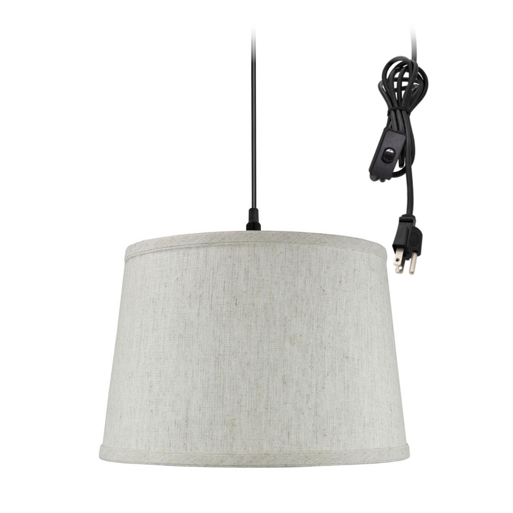 Shallow Drum 1 Light Swag Plug In Pendant Hanging Lamp Textured Shallow Drum 1 Light Swag Plug In Pendant Hanging Lamp Textured