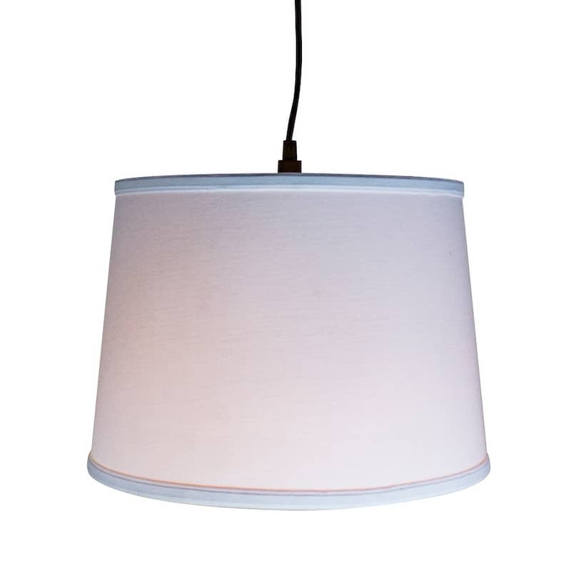 1 Light Swag Plug-In Pendant 14"w White Shade, 17' Black Cord