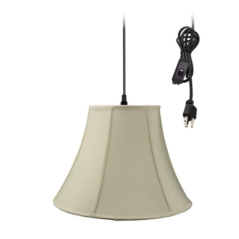 1 Light Swag Plug-In Pendant 14"w White Shade, 17' Black Cord