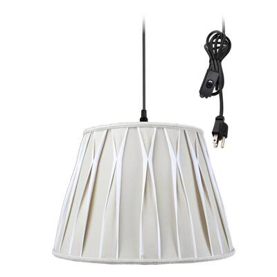1-Light Plug In Swag Pendant Lamp Biege/Off-White Shade