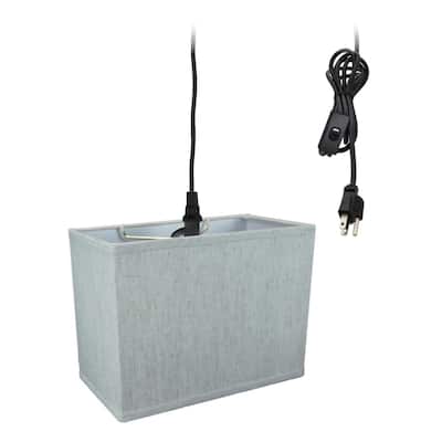 1 Light Swag Plug-In Pendant 6"w Rectangular Textured Oatmeal Shade, 17' Black Cord