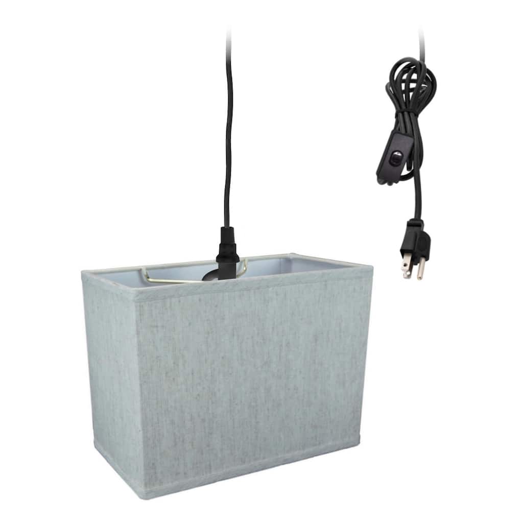 1 Light Swag Plug-In Pendant 6"w Rectangular Textured Oatmeal Shade, 17' Black Cord
