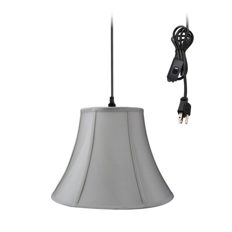 1 Light Swag Plug-In Pendant 6"w Rectangular Textured Oatmeal Shade, 17' Black Cord