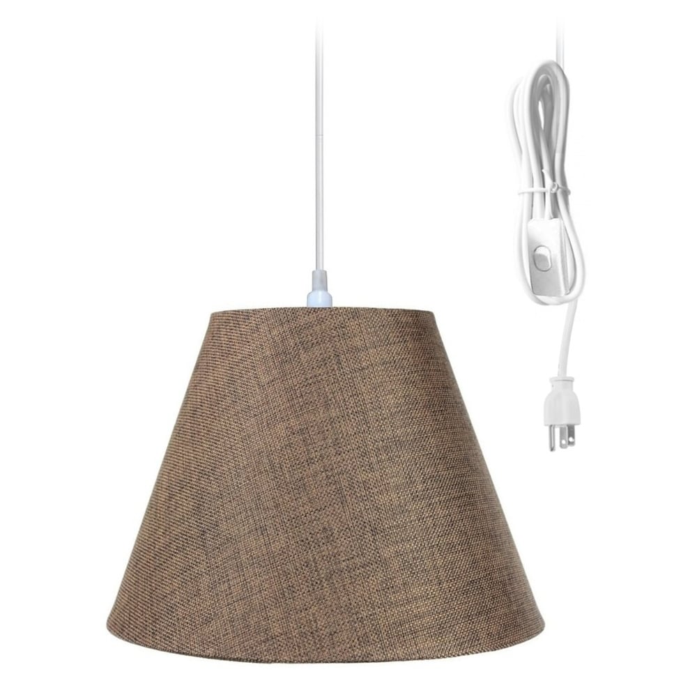 1 Light Plug In Swag Pendant Ceiling Chocolate Burlap Pendant Ceiling Light Chocolate Burlap