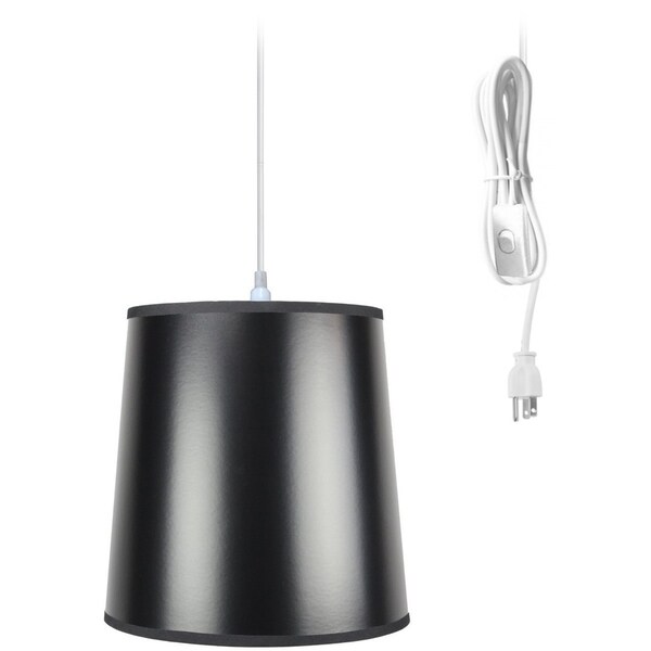 1-Light Plug In Swag Pendant Lamp Black/Gold Shade