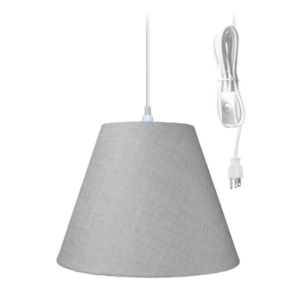 Swag Pendant Plug-In One Light Khaki Burlap Shade