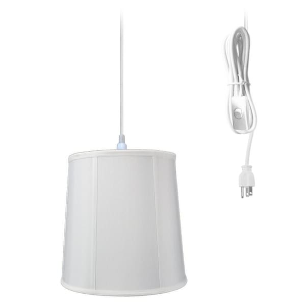 1-Light Plug In Swag Pendant Lamp White Shade