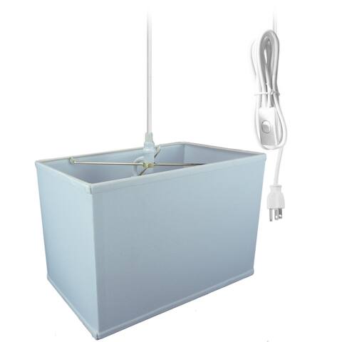1 Light Swag Plug-In Pendant 6"w Rectangular White Shade, 17' White Cord