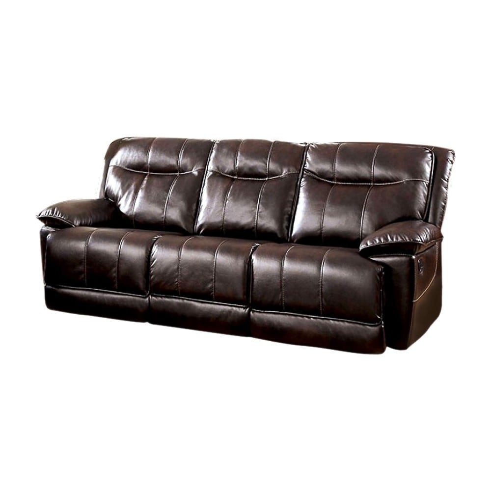 Dolton Transitional Faux Leather Upholstered Sofa, Brown