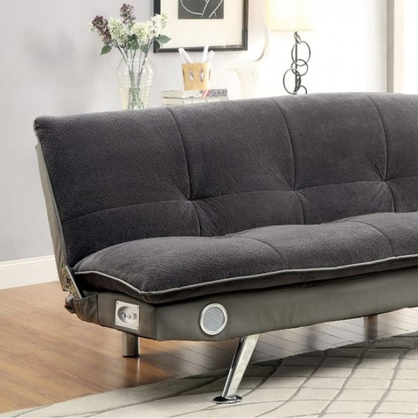 Gallagher Contemporary Futon Sofa With Speaker & Bluetooth, Gray Bed