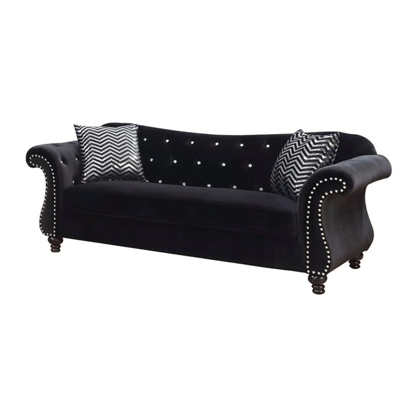 Jolanda Glamorous Traditional Style Sofa Black Free Shipping Jolanda Glamorous Traditional Style Sofa Black