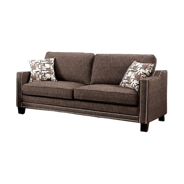 Kerian Contemporary Style Sofa With Curved Track Arms Brown