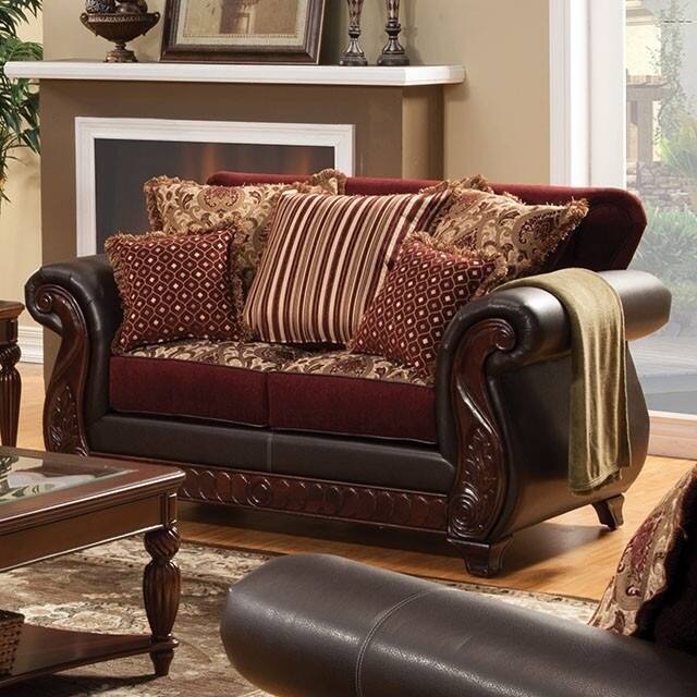 Franklin Regal Sophisticated Loveseat Traditional Style, Dark Brown - Dark brown