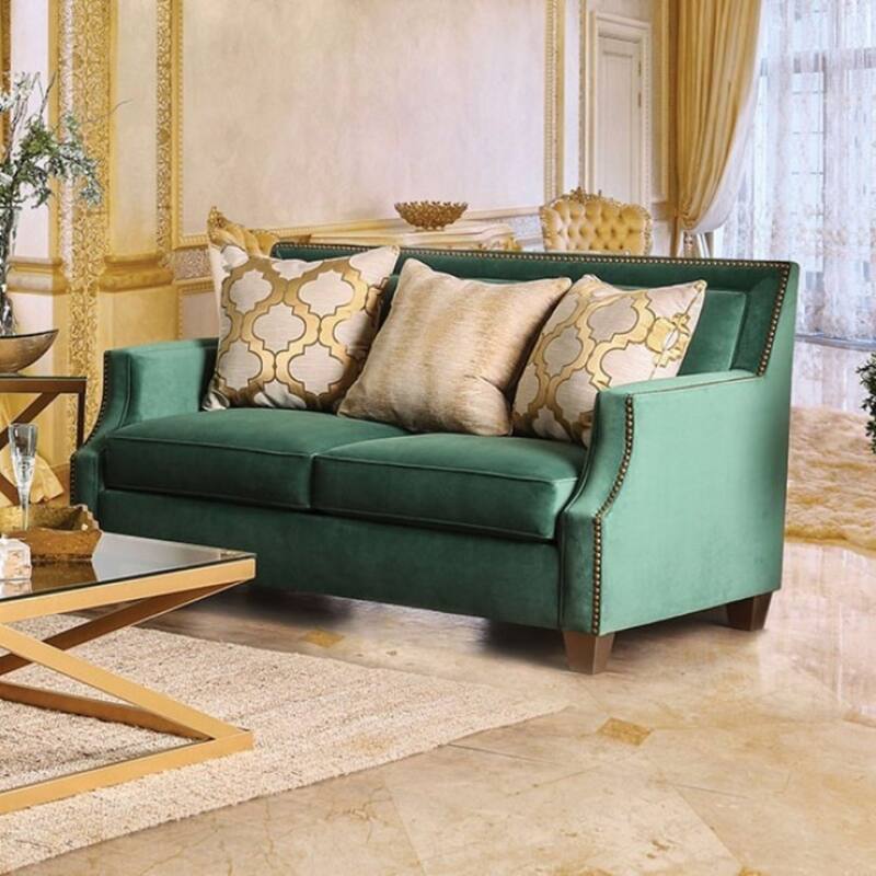 Verdante Love Seat With Gold Tonned Pillows