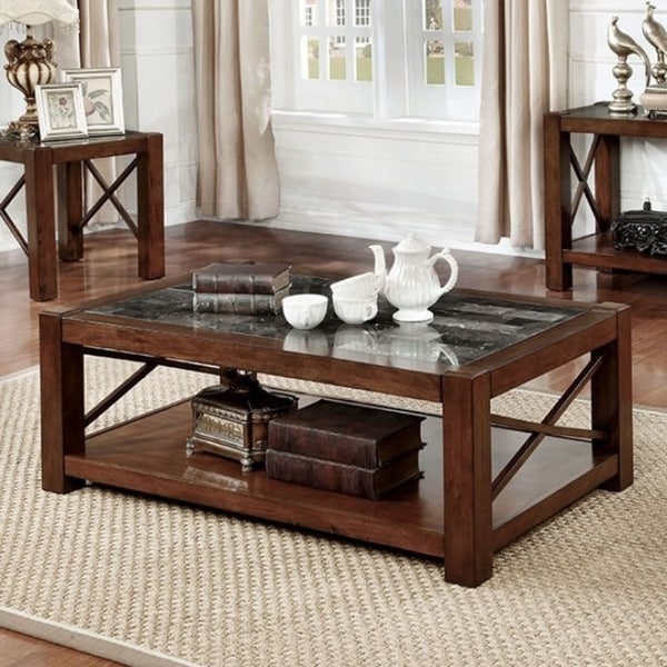 Rani Cayman Coffee Table Transitional Style Brown Cherry Rani Cayman Coffee Table Transitional Style Brown Cherry Finish