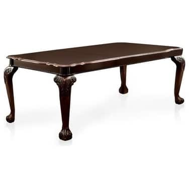 Rectangular Wooden Dining Table with Textured Top and Extendable Leaf, Cherry Brown