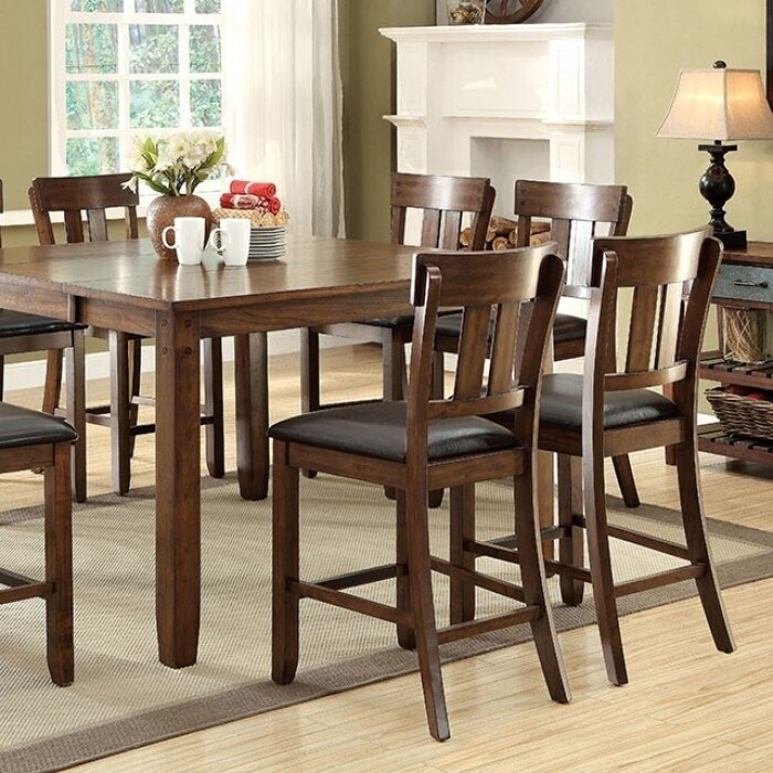 Brockton II Transitional Counter Height Table In Rustic Oak Finish