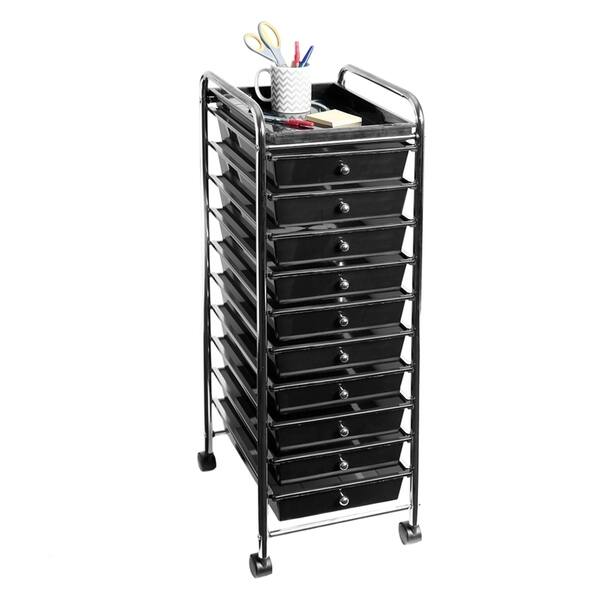 Shop Seville Classics Black 10 Drawer Organizer Cart With Tray