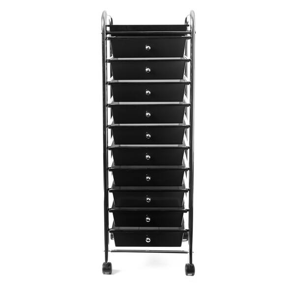 Shop Seville Classics Black 10 Drawer Organizer Cart With Tray