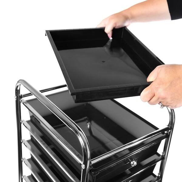 Shop Seville Classics Black 10 Drawer Organizer Cart With Tray