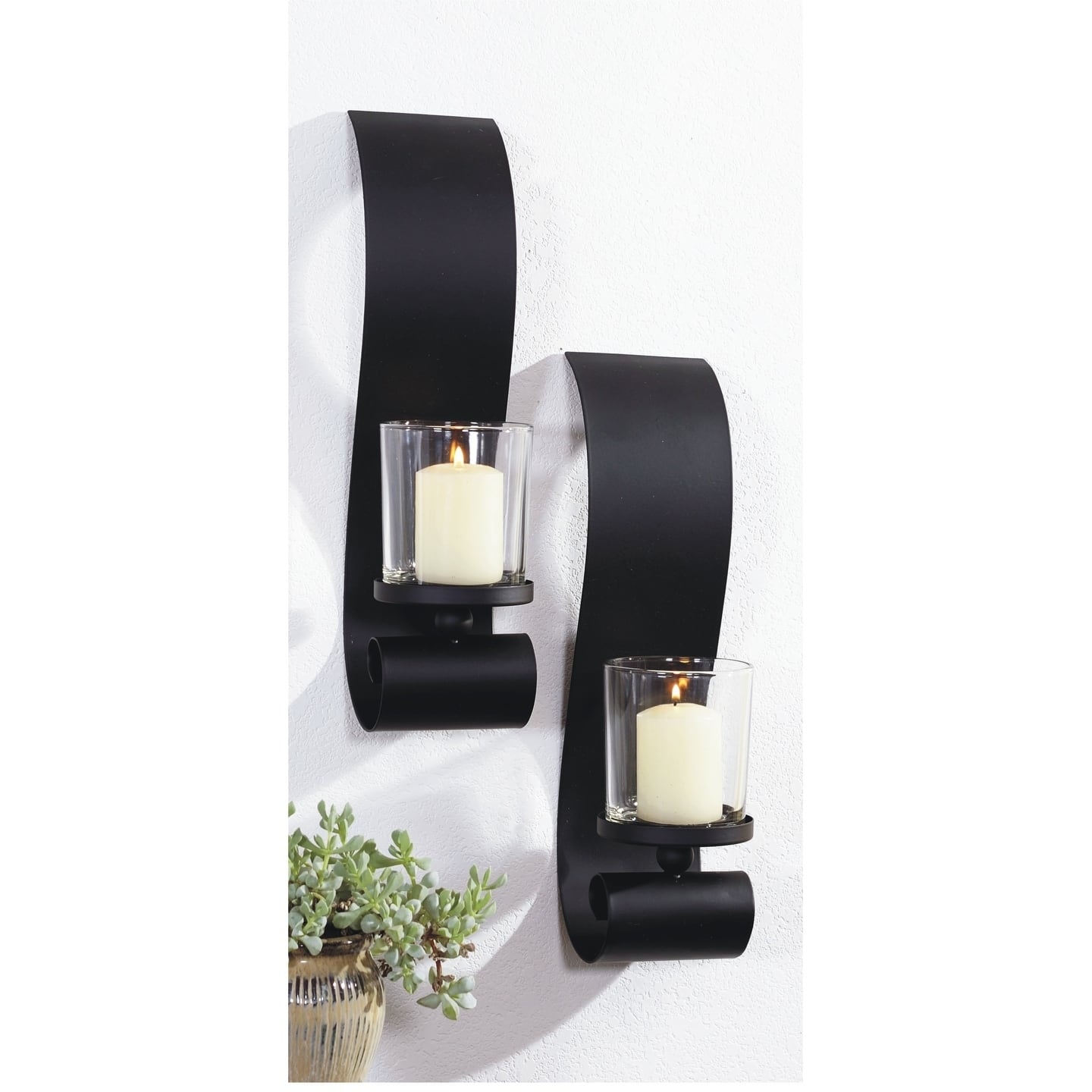 3.5x14 inch BOLD II, Metal with Glass Wall Sconce (Set of 2) Black ...