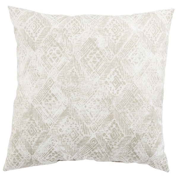 Indoor/ Outdoor Anya Ikat White/ Gray 18-inch Throw Pillow