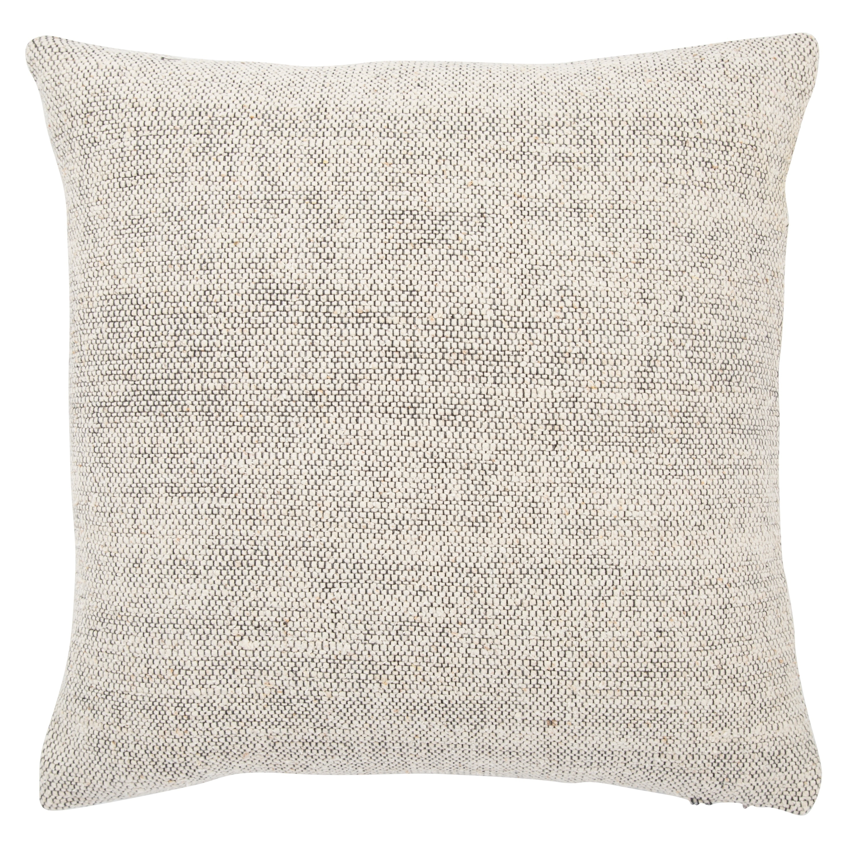 Shop Crispin Solid Cream Black 22 Inch Throw Pillow On Sale