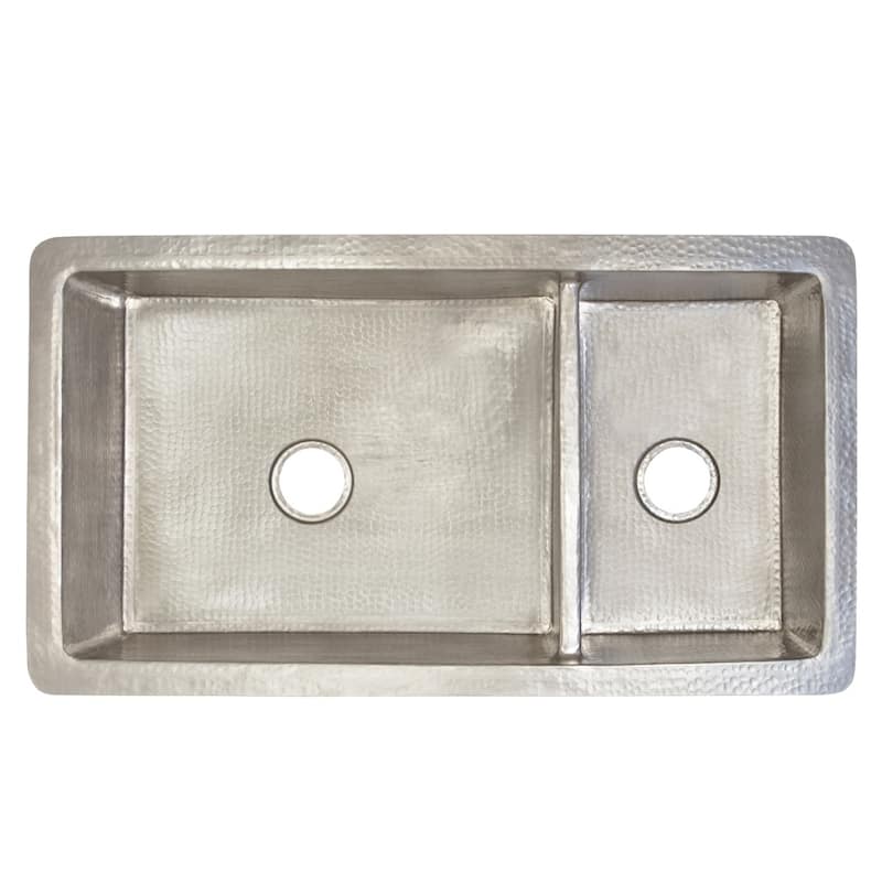 Cocina Duet Pro Hammered Brushed Nickel Double Bowl Kitchen Sink