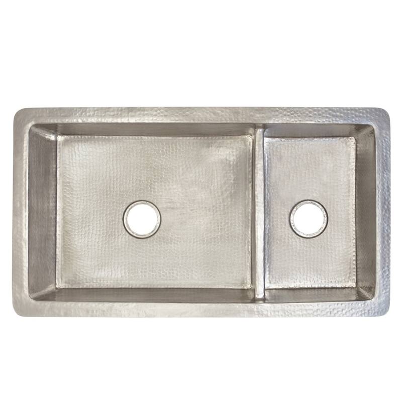 Cocina Duet Pro Hammered Brushed Nickel Double Bowl Kitchen Sink