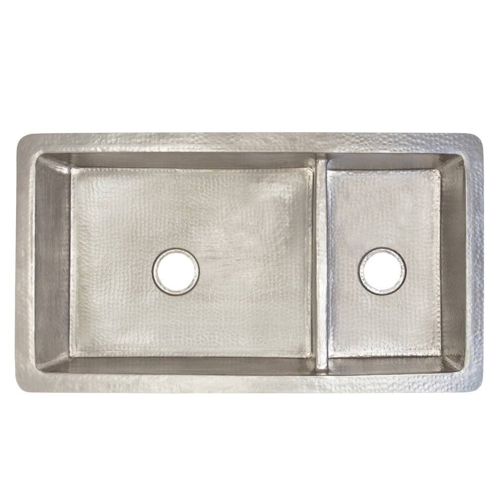 Cocina Duet Pro Hammered Brushed Nickel Double Bowl Kitchen Sink