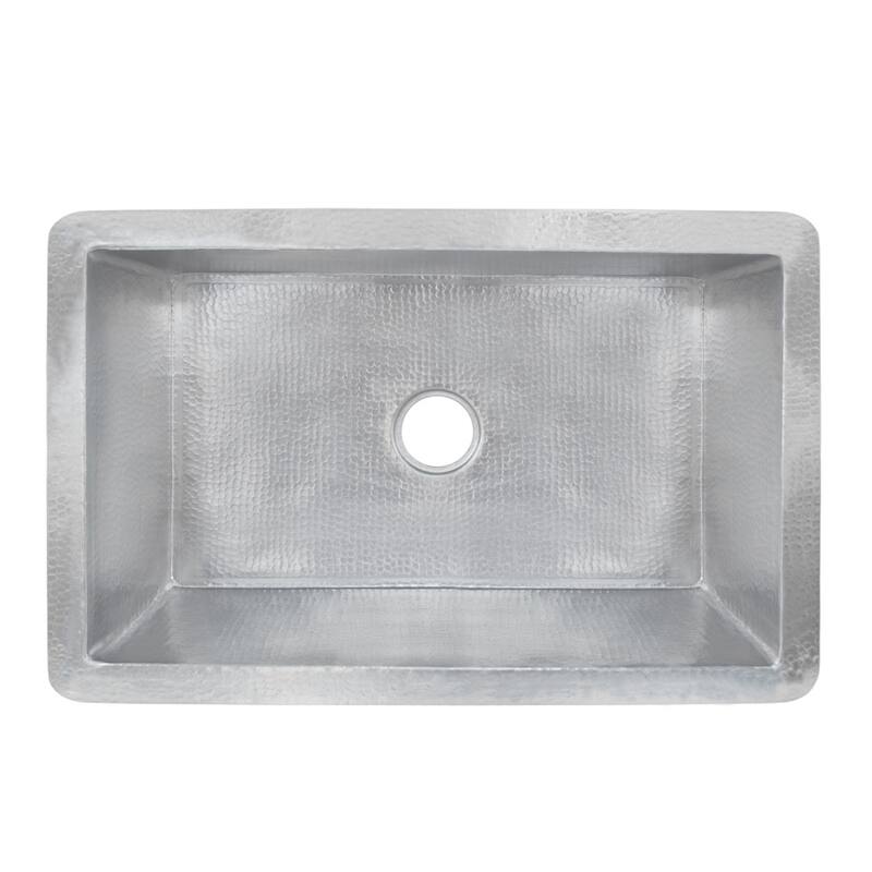 Cocina Hand Hammered Brushed Nickel 33-inch Undermount Kitchen Sink - 33" x 21" x 10.5"