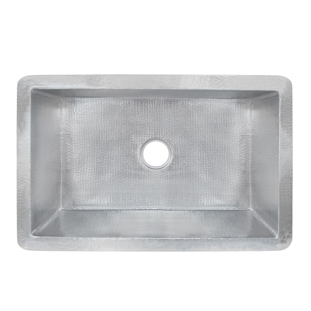 Cocina Hand Hammered Brushed Nickel 33-inch Undermount Kitchen Sink - 33" x 21" x 10.5"
