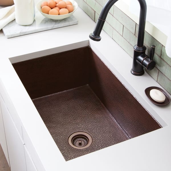 Cocina Hammered Antique Copper 30 Inch Undermount Kitchen Sink Overstock 18235236