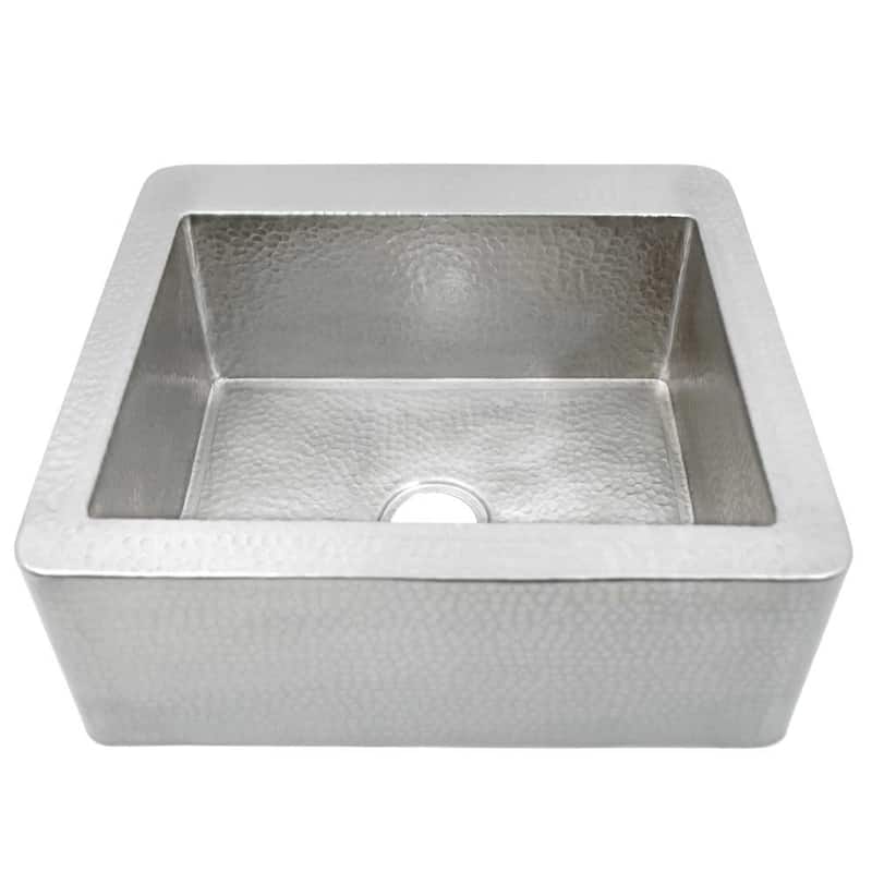 Farmhouse Hand Hammered Brushed Nickel 25-inch Kitchen Farmhouse Sink - Brushed nickel