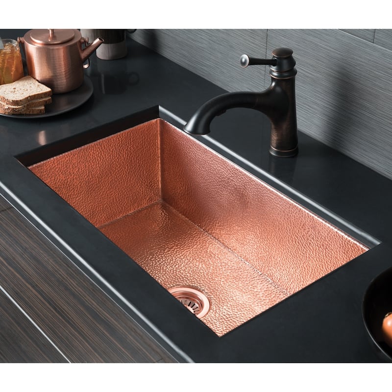 Cocina Hammered Polished Copper 30-inch Undermount Kitchen Sink