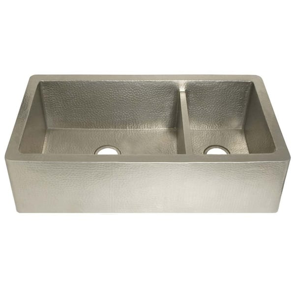 Nickel Silver Double Basin Farmhouse Sink with S-divider