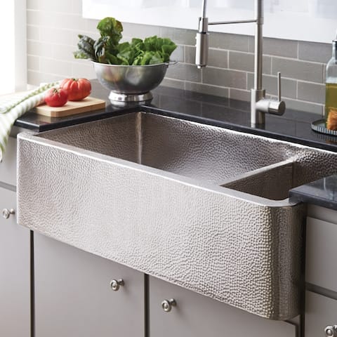Farmhouse Duet Pro Brushed Nickel 40-inch Double Bowl Farmhouse Sink