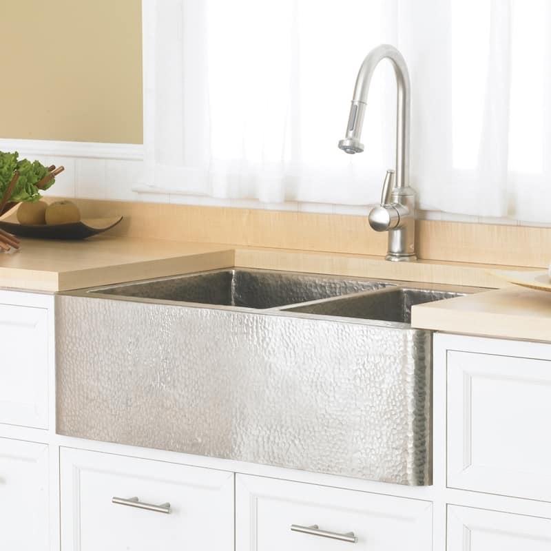 Farmhouse Duet Brushed Nickel Duet 33-inch Double Bowl Kitchen Sink