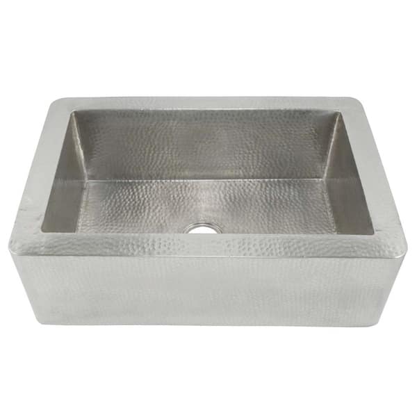 slide 2 of 7, Farmhouse Brushed Nickel 33-inch Kitchen Sink - Brushed nickel - 33" x 22" x 10.5" Brushed nickel