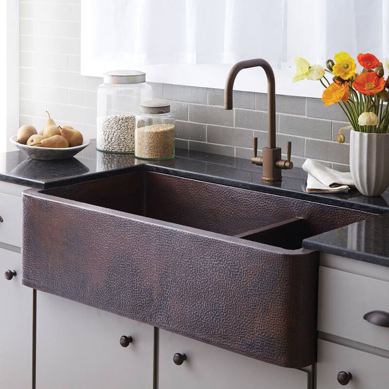 Farmhouse Duet Pro Antique Copper 40-inch Double Bowl Farmhouse Sink - Antique Copper
