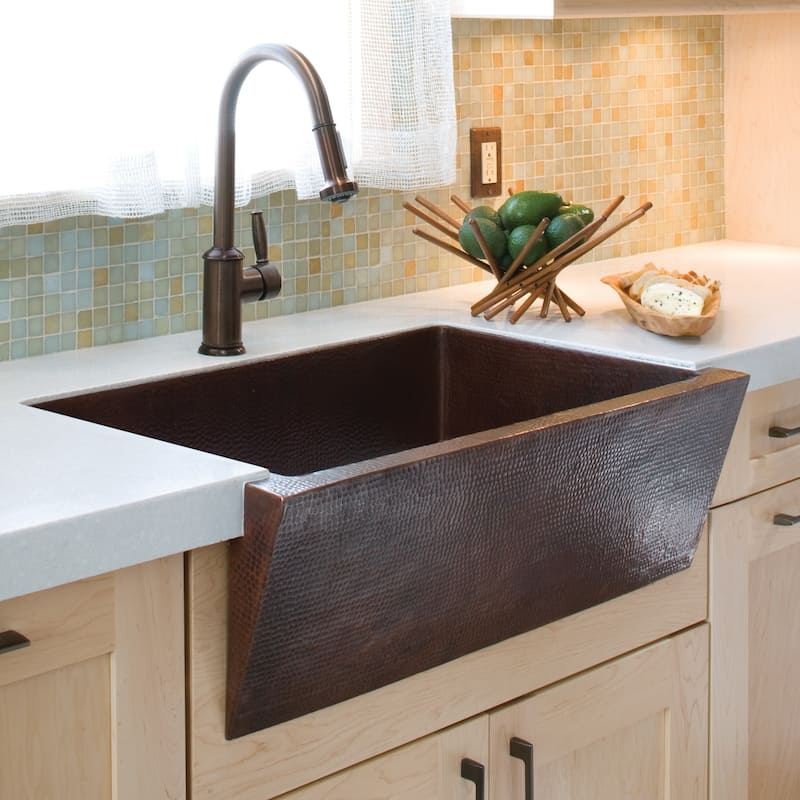 Zuma Hand Hammered Antique Copper Farmhouse Kitchen Sink - Antique Copper
