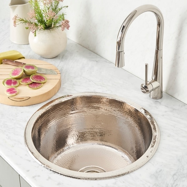 Redondo Grande Hammered Polished Nickel Universal Mount Bar Sink