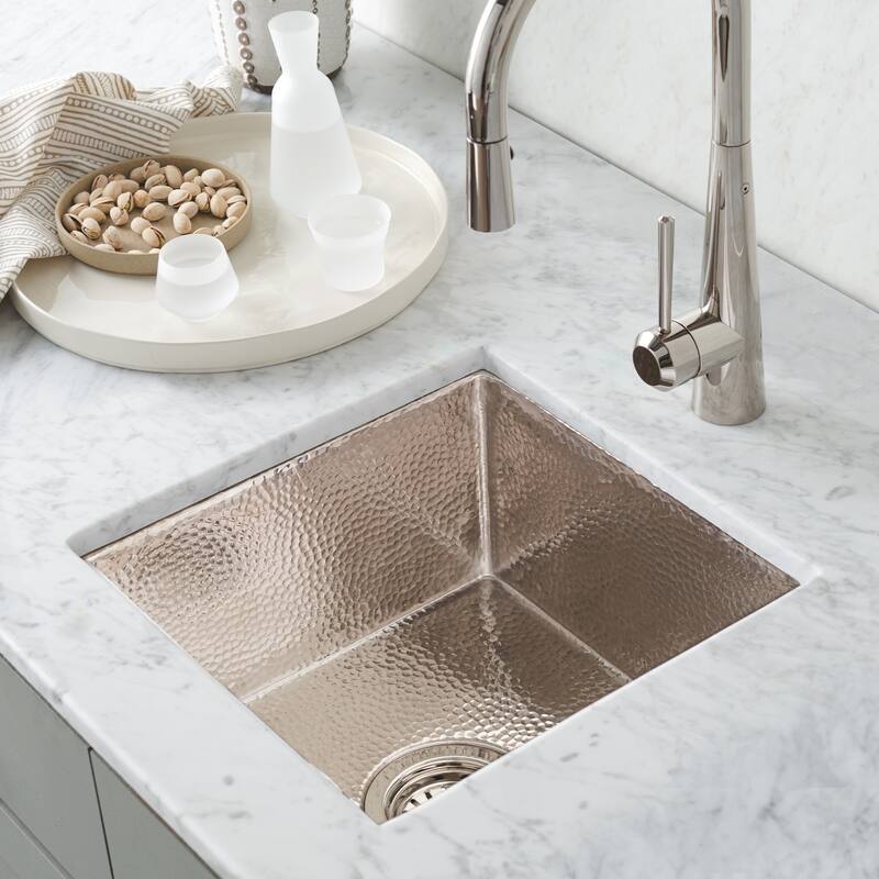 Cantina Hammered Polished Nickel Undermount Bar/ Kitchen Prep Sink - Polished Nickel