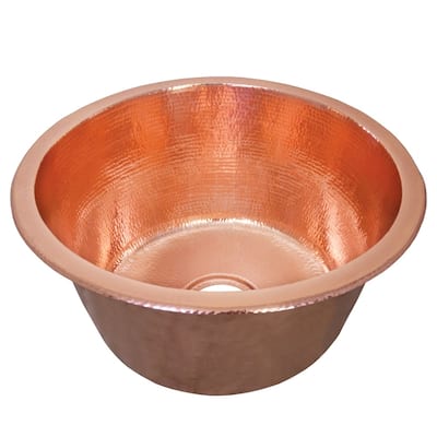 Redondo Grande Hammered Polished Copper Universal Mount Bar Sink