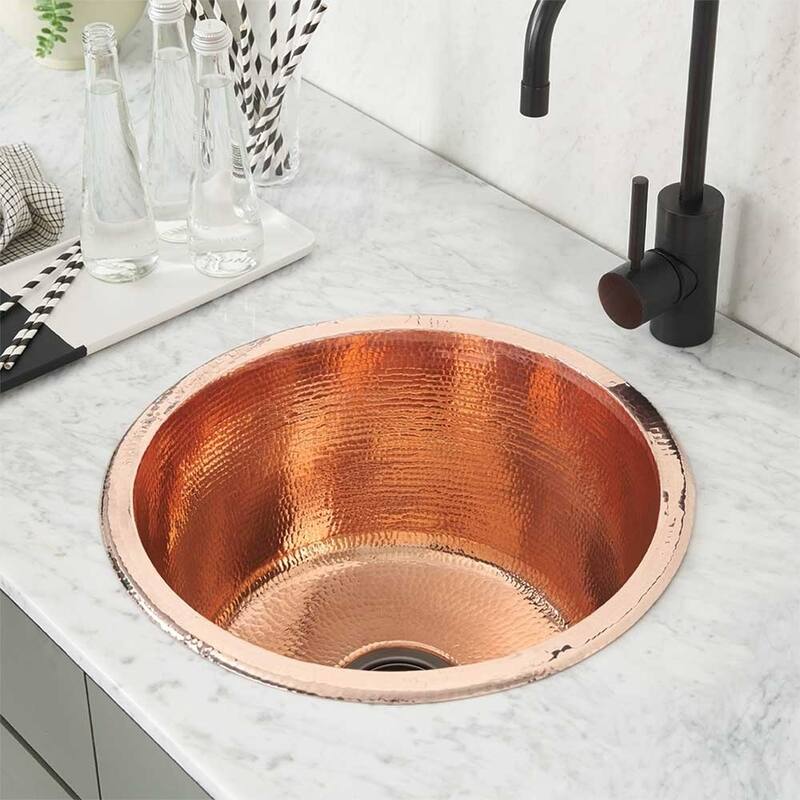 Redondo Grande Hammered Polished Copper Universal Mount Bar Sink - Polished Copper