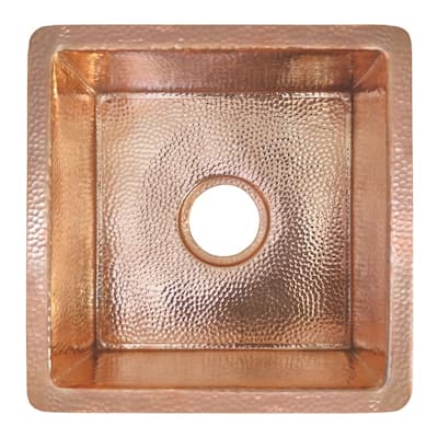 Cantina Hammered Polished Copper Undermount Bar/ Kitchen Prep Sink - 15" x 15" x 7.5"