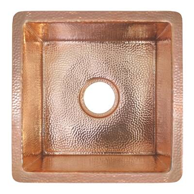 Cantina Hammered Polished Copper Undermount Bar/ Kitchen Prep Sink - 15" x 15" x 7.5"