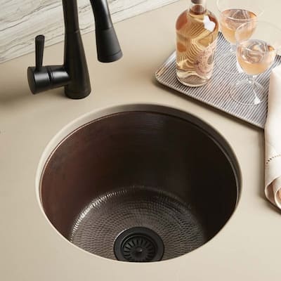 Redondo Grande Hammered Antique Copper Universal Mount Bar Sink
