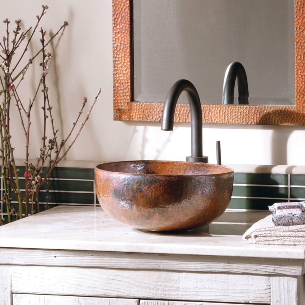 Maestro Petit Tempered Copper Vessel Round Bathroom Sink