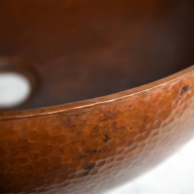 Maestro Petit Tempered Copper Vessel Round Bathroom Sink